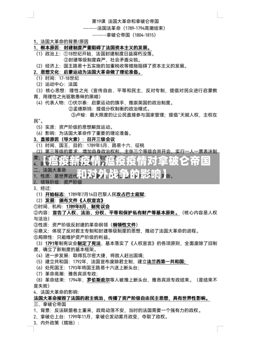 【瘟疫新疫情,瘟疫疫情对拿破仑帝国和对外战争的影响】